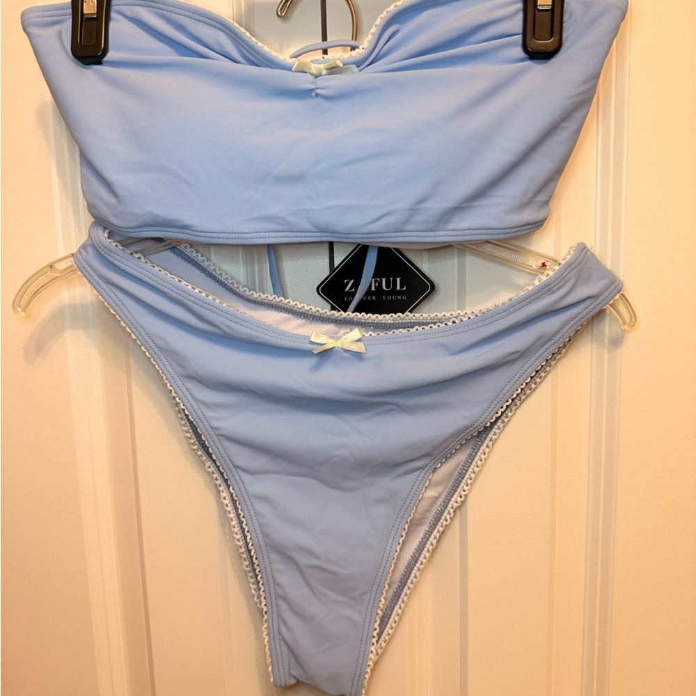 Zaful Soft Blue Bikini with Bow Detail